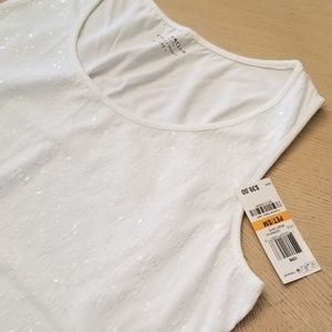 Macy's Charter Club white sequin tank top Pet/Sm